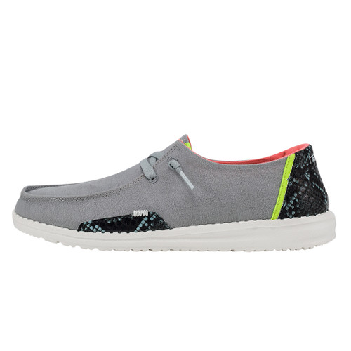 HEY DUDE WENDY SNAKE LINEN SHOE STEEL GREY