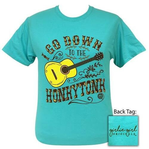 GIRLIE GIRL HONKY TONK T-SHIRT SCUBA BLUE