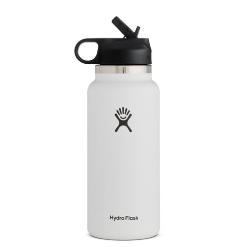 HYDRO FLASK 32OZ W MOUTH STRAW LID BOTTLE WHITE