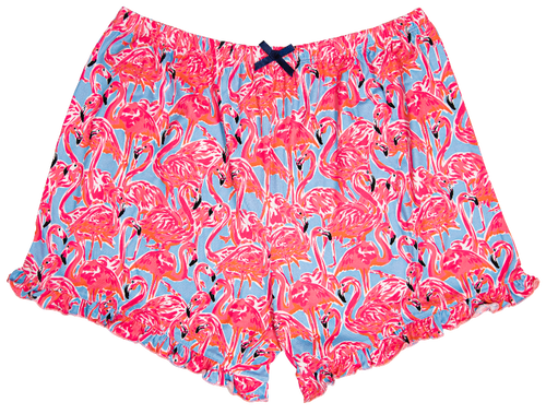 SIMPLY SOUTHERN RUFFLE SHORT FLAMINGO