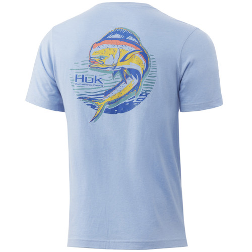 HUK MAUI MAHI T-SHIRT COASTAL SKY HEATHER