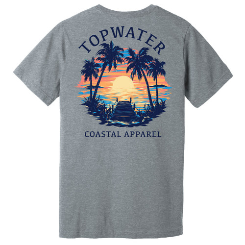TOPWATER SUNSET LABEL T-SHIRT ATHLETIC HEATHER