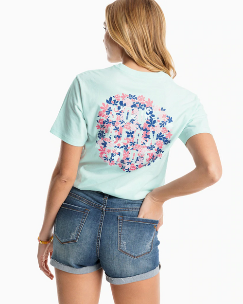 SOUTHERN TIDE FLOWER CAMO T-SHIRT TURQUOISE MIST
