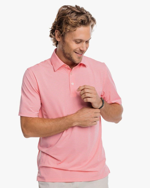SOUTHERN TIDE DRIVER MAYFAIR PERF POLO FLAMINGO PINK