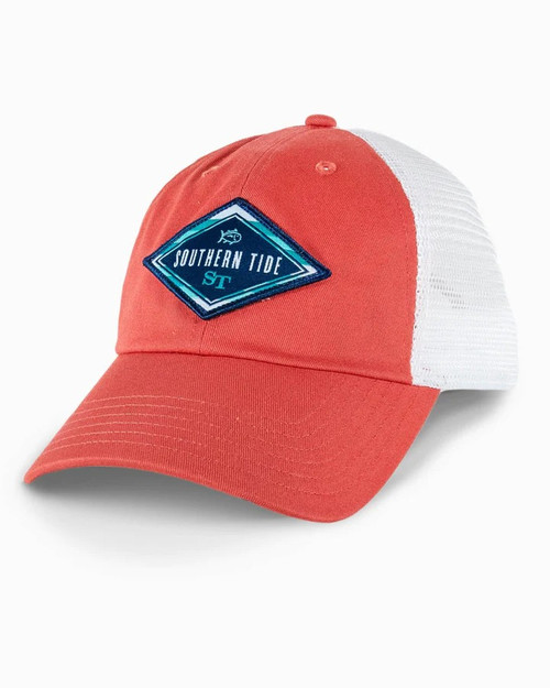 SOUTHERN TIDE STRIPE TRUCKER HAT CORAL