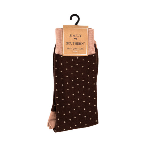 SIMPLY SOUTHERN MEN'S SOCK BROWN DOT