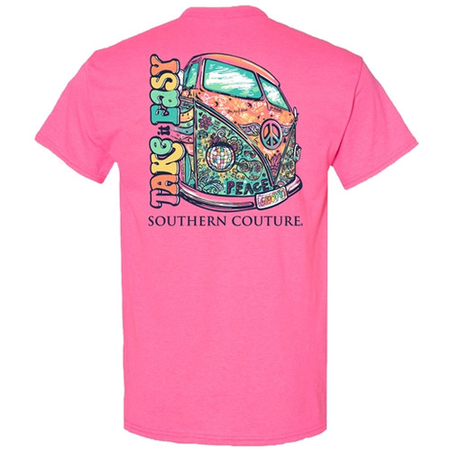 SOUTHERN COUTURE TAKE IT EASY T-SHIRT SAFETY PINK