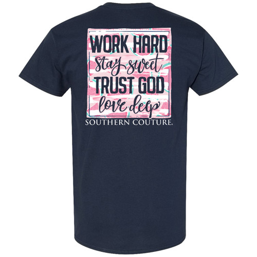 SOUTHERN COUTURE WORK HARD TRUST GOD T-SHIRT NAVY