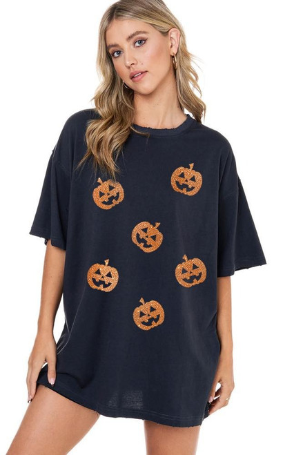 SPARKLE JACK O LANTERN TEE BLACK