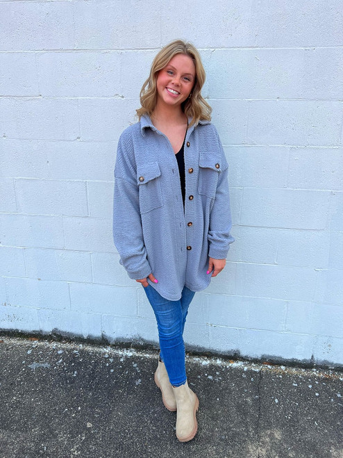 KAT MCRAE SUPER SOFT SHACKET SLATE BLUE