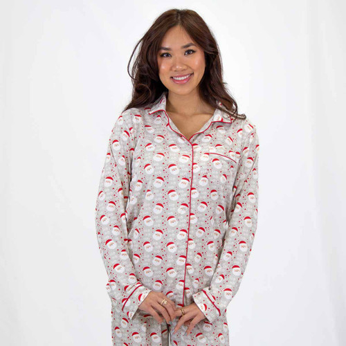 TRS CHEERFUL SANTA SLEEP SHIRT LIGHT GREY/TRUE RED