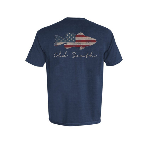 OLD SOUTH BASS AMERICAN FLAG T-SHIRT TRUE NAVY