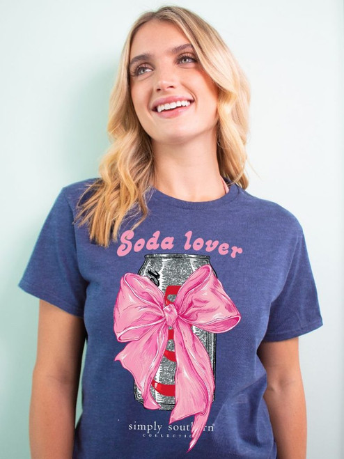 SIMPLY SOUTHERN SODA LOVER T-SHIRT DENIM HEATHER