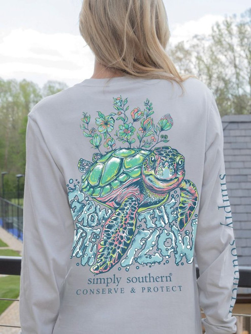 SIMPLY SOUTHERN TRACK TURTLE GROW LS T-SHIRT WHITEWATER