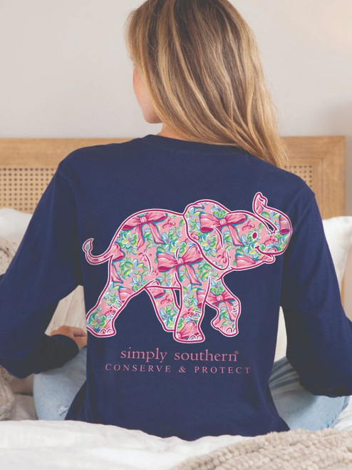 SIMPLY SOUTHERN TRACK ELEPHANT BOW LS T-SHIRT ECLIPSE