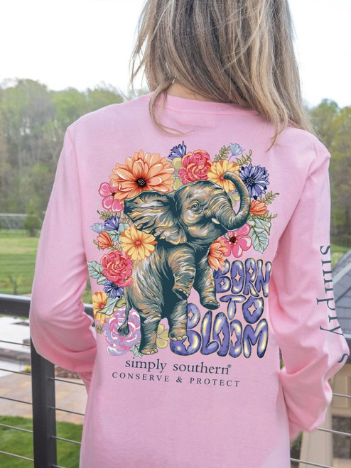 SIMPLY SOUTHERN TRACK ELEPHANT BLOOM LS T-SHIRT CANDY