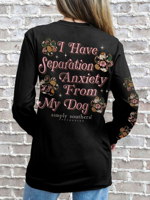 SIMPLY SOUTHERN ANXIETY FROM MY DOG LS T-SHIRT BLACK
