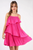 VERY J PLEATS TIERED DRESS HOT PINK
