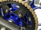 This photo features the short studs, thin lock nut, the DID ERZ chain with rivet link installed on the bike 