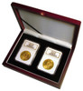 Two Coin Wood Display Box NGC or PCGS graded coin in coin collecting supplies