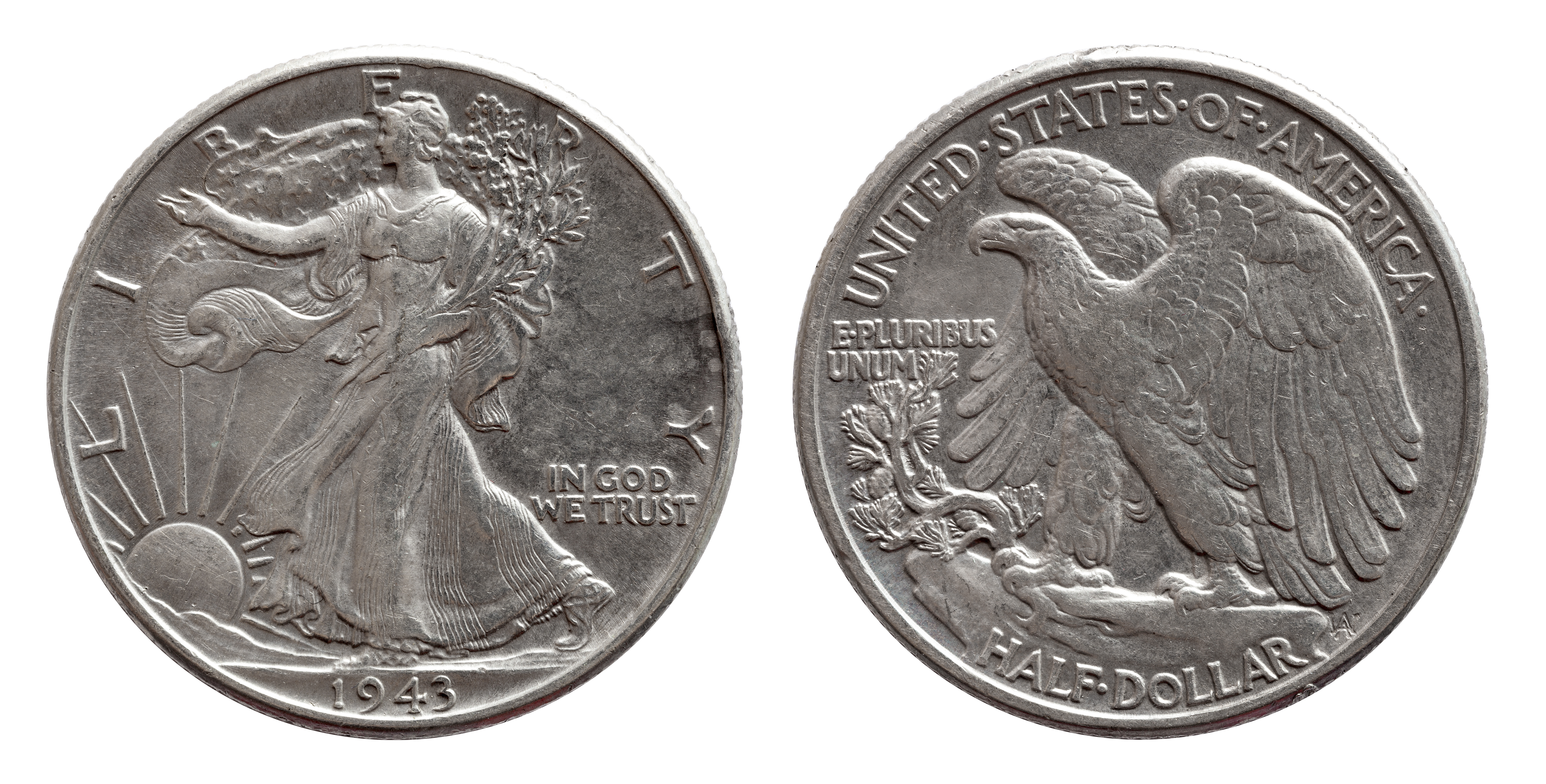 Walking Liberty Half Dollar, obverse and reverse
