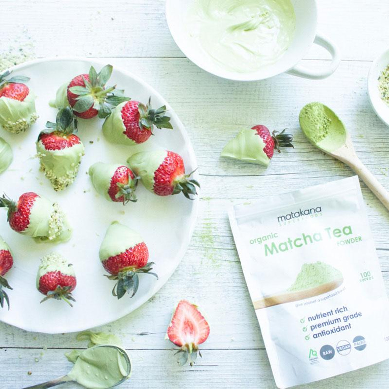 Matcha chocolate dipped strawberries HealthPost NZ