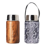 BBBYO Insulated Lunch Container + Carry Cover - Koru Print Woodgrain 