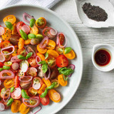 Simple Summer Tomato Salad with Elderberry Switchel Vinaigrette