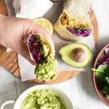 Marinated chickpea burrito with guacamole goodness