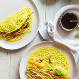 Turmeric pancakes with sweet chilli sauce