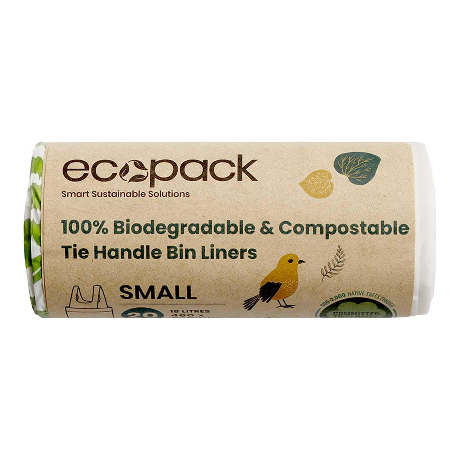 Buy 100 Biodegradable & Compostable Tie Handle Bin Liners by Ecopack I
