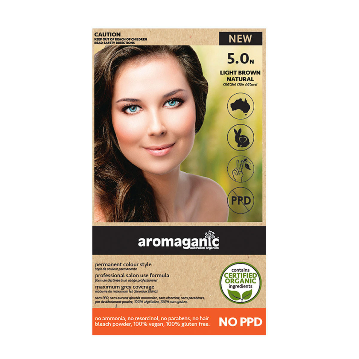 Buy Light Brown Hair Dye (5N) by Aromaganic I HealthPost NZ