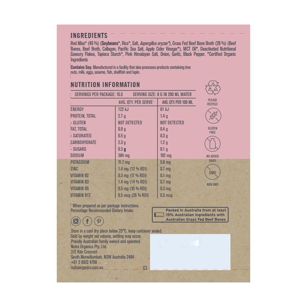 Buy Beef Bone Broth Miso Ramen by Nutra Organics I HealthPost NZ