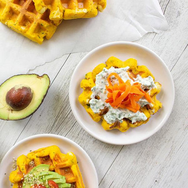 Pumpkin And Feta Savoury Waffles