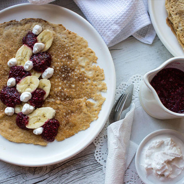 Crepes with Chia Berry Compote