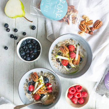 Pear and berry overnight oats