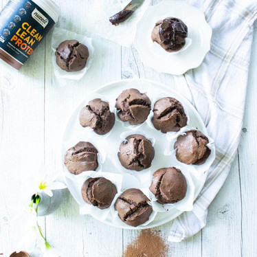 Sugar free triple chocolate protein muffins