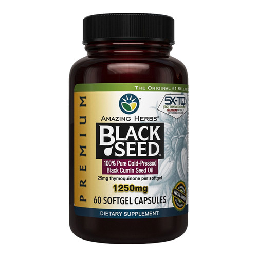 Buy Black Seed 100% Pure Cold-Pressed Black Cumin Seed Oil 1250mg by ...