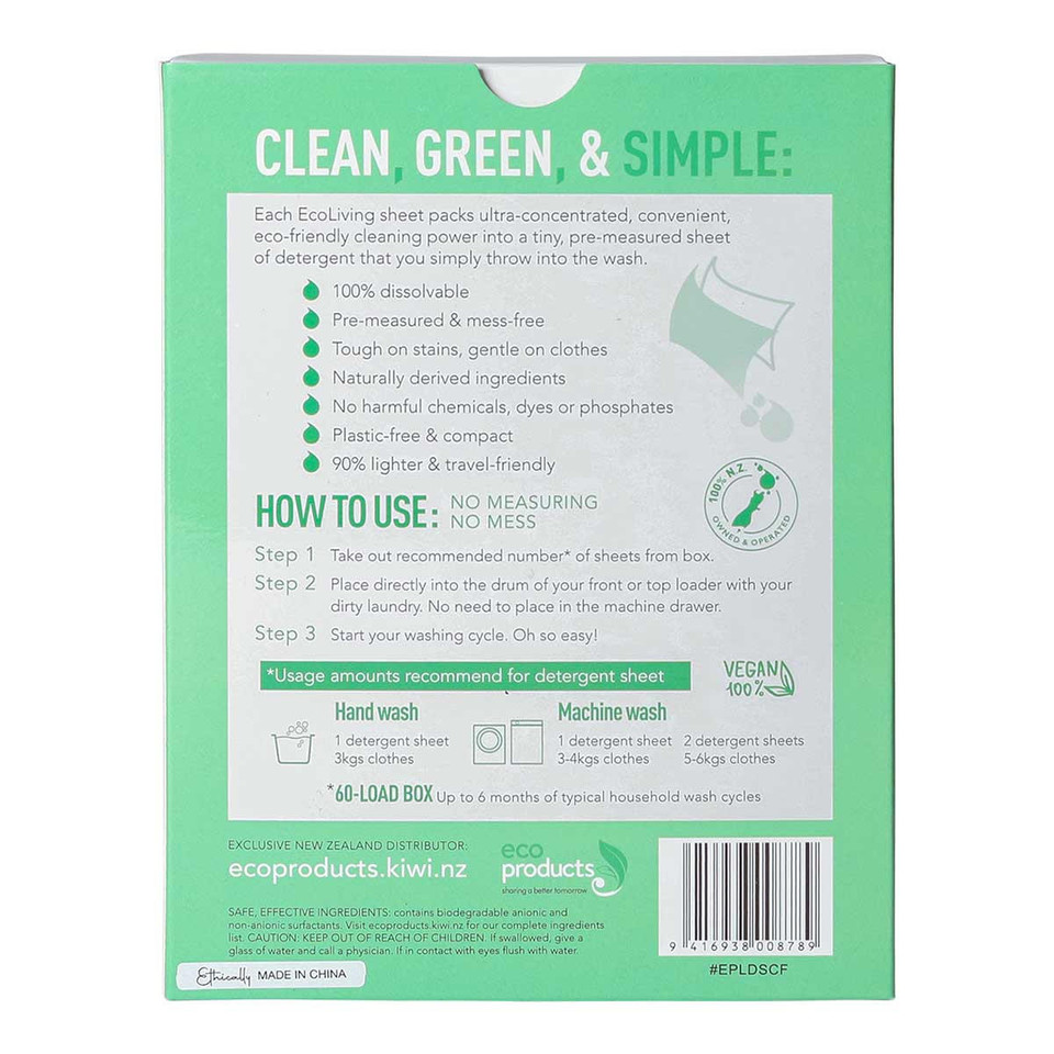 Buy Laundry Detergent Sheets Classic by EcoLiving I HealthPost NZ