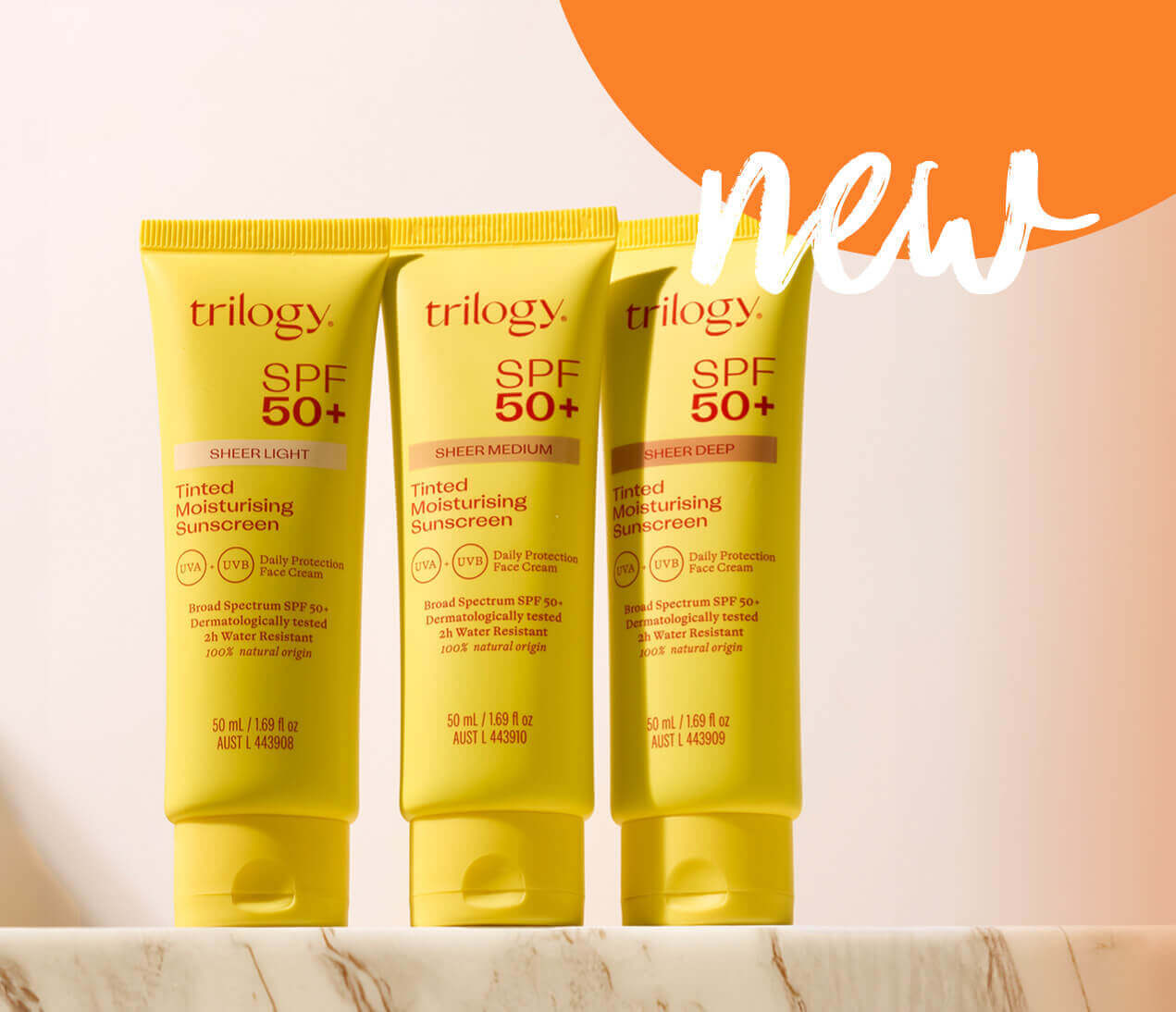 NEW Trilogy SPF50+ Sheer Tinted Moisturising Sunscreen