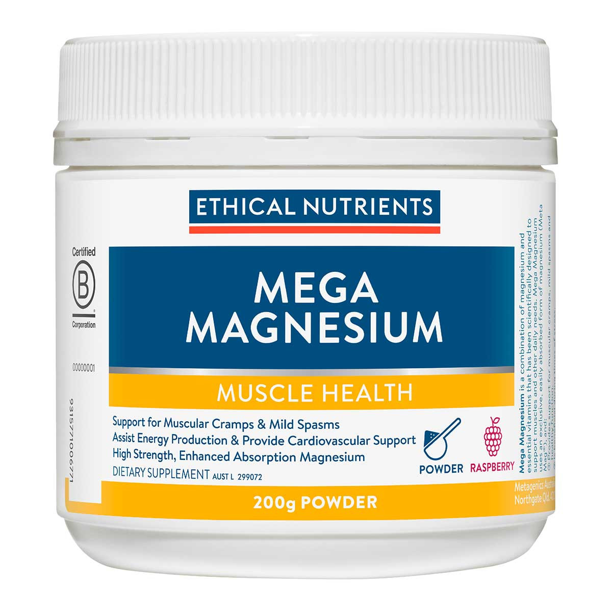 Ethical Nutrients – Mega Magnesium Powder Raspberry