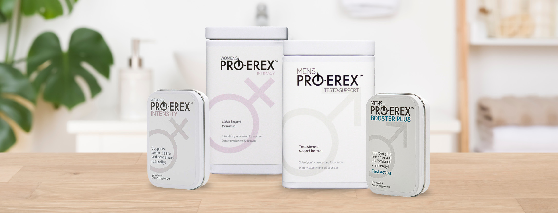 Healthcare products placed on a beige surface