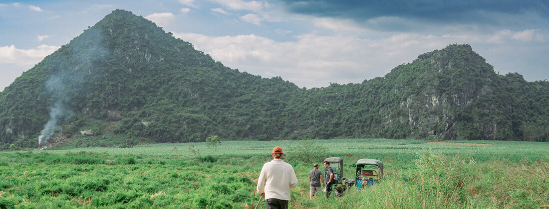 People walking on a field