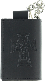 DOGTOWN SMALL TRIFOLD LEATHER CHAIN WALLET BLACK