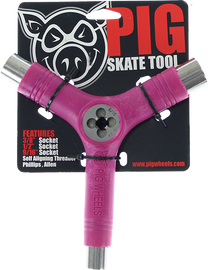 PIG SKATE TOOL-NEON PINK tri-socket/threader
