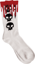 ZERO 3 SKULL BLOOD CREW SOCKS WHITE 1pr