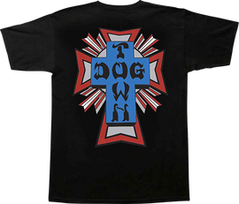 DOGTOWN CROSS LOGO SS L-BLACK/BLUE/RED/GREY