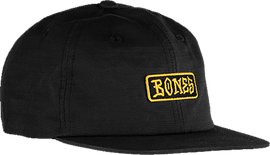 BONES WHEELS BLACK AND GOLD 6P STRAPBACK HAT BLACK