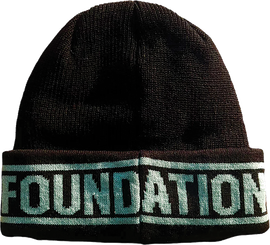 FOUND TEXT LOGO KNIT BEANIE BLACK/TEAL
