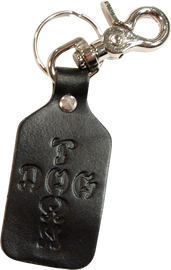 DOGTOWN CROSS LETTERS LEATHER CLIP ON KEYCHAIN